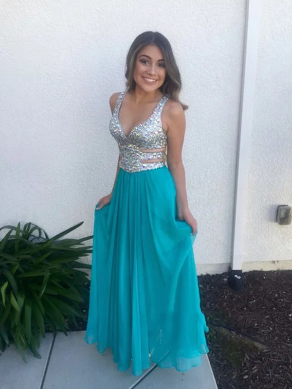 Warehouse Sale A Line Sweetheart Neck Blue Prom Dresses, Blue Formal Dresses