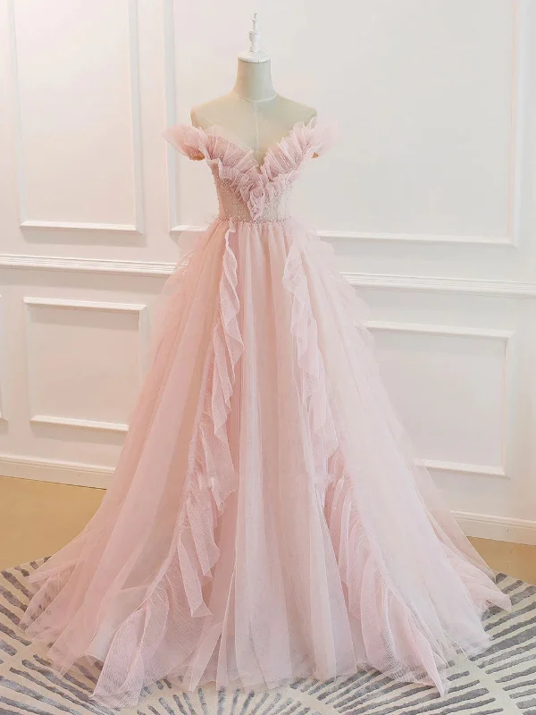 classic fit-and-flare dressclassic fit-and-flare dressElegant Off the Shoulder Pink Tulle Long Prom Dresses, Off Shoulder Pink Formal Dresses, Pink Evening Dresses SP2659