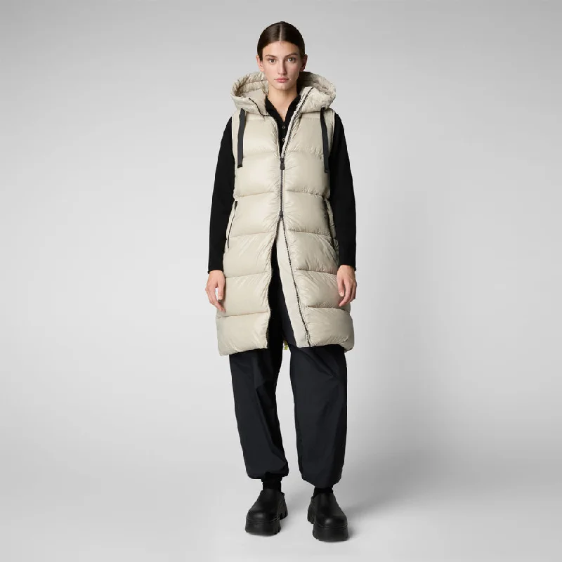 Lowest Price Woman's Iria Hooded Puffer Vest in Rainy Beige