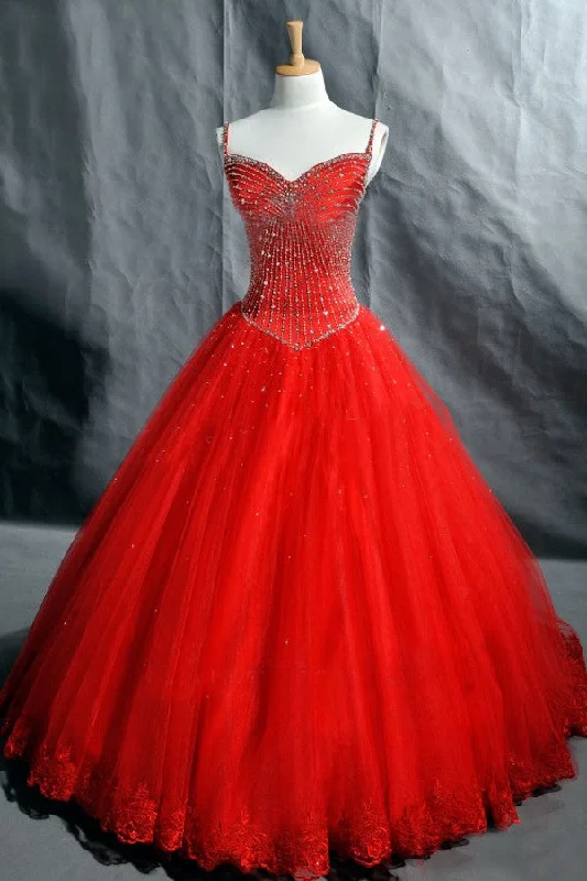 sophisticated dresssophisticated dressBall Gown Spaghetti Straps Red Prom Dress