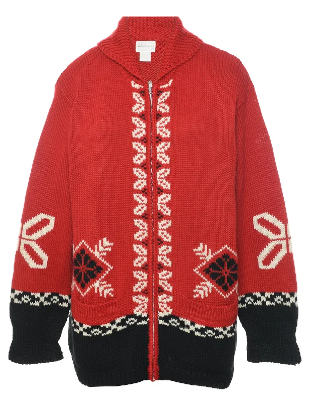 Buy More, Save More Nordic Red Cardigan - L