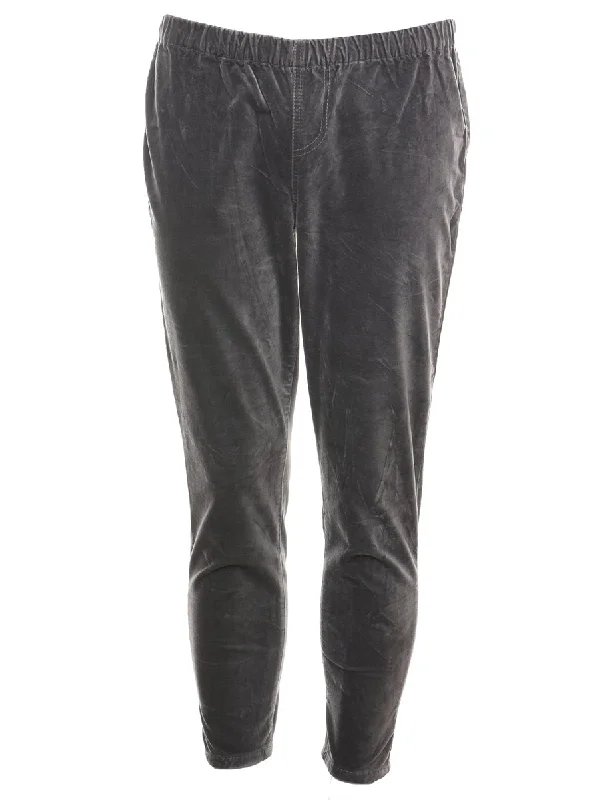 Discount Days Grey Tapered Velvet Trousers - W30 L26