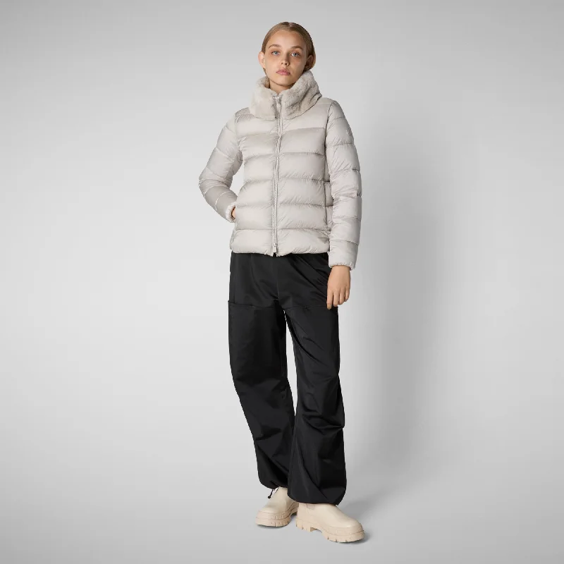 Online Only Woman's animal free puffer jacket mei in Rainy Beige