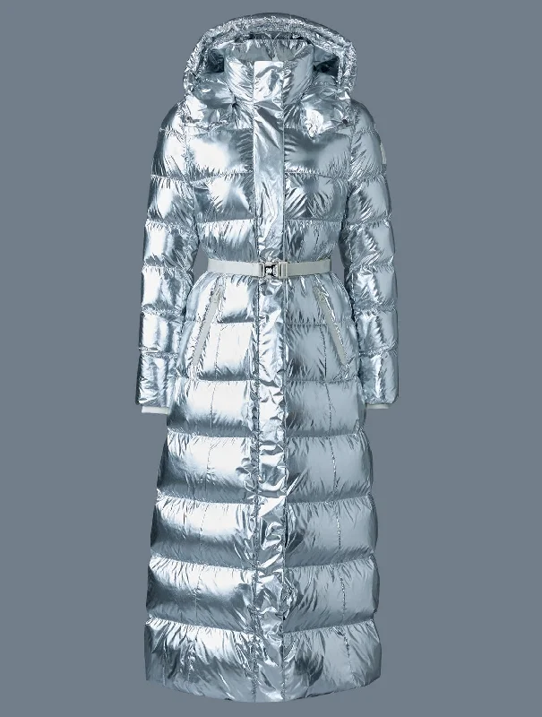 Online Only CALINA-M Metallic laminate down maxi coat