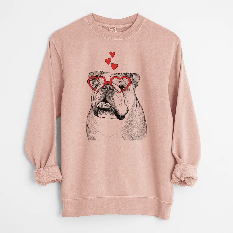 fitness lifestyle hoodieValentine Piggy the English Bulldog - Unisex Pigment Dyed Crew Sweatshirt