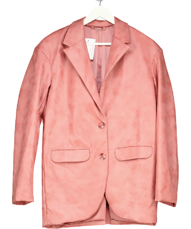 Closeout House of CB Warm Pink Vegan Leather Oversized Blazer UK 8