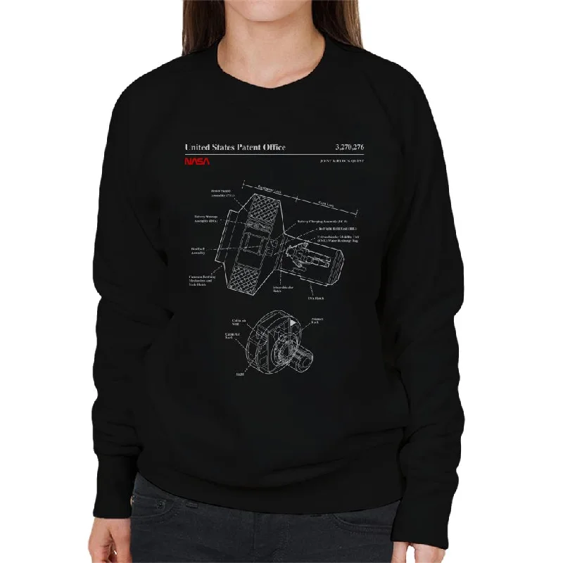 fashionable workout wearNASA Joint Airlock Quest Blueprint Women's Sweatshirt