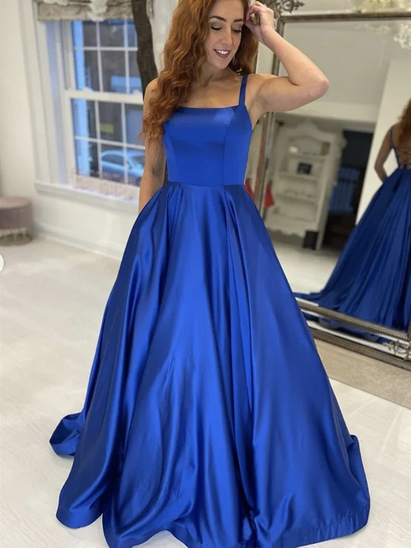 Can't Be Beat Simple Royal Blue Satin Long Prom Dresses, Royal Blue Formal Graduation Evening Dresses Can't Be Beat Simple Royal Blue Satin Long Prom Dresses, Royal Blue Formal Graduation Evening Dresses