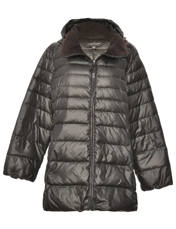 Price Drop Zip Front Black Puffer Jacket - L