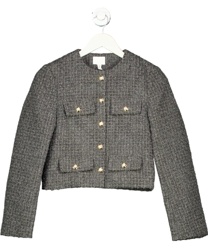 Discount Deals H&M Grey Woven Blazer With Gold Buttons UK XXS