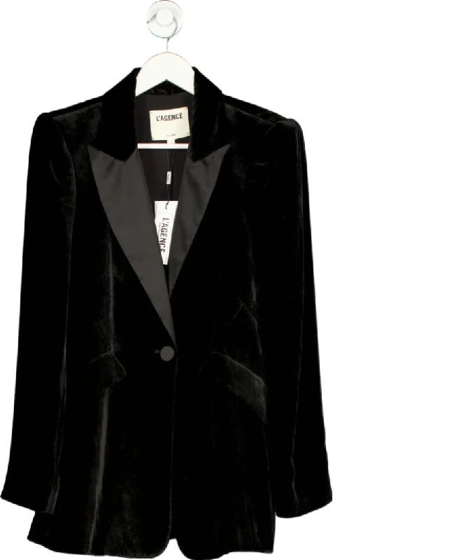 Great Deals L'agence Black Velvet Sheila Tuxedo Blazer UK 6