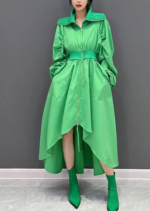 long-sleeve floral dresslong-sleeve floral dressArt Green Turtleneck Zippered Tunic Maxi Dresses Fall