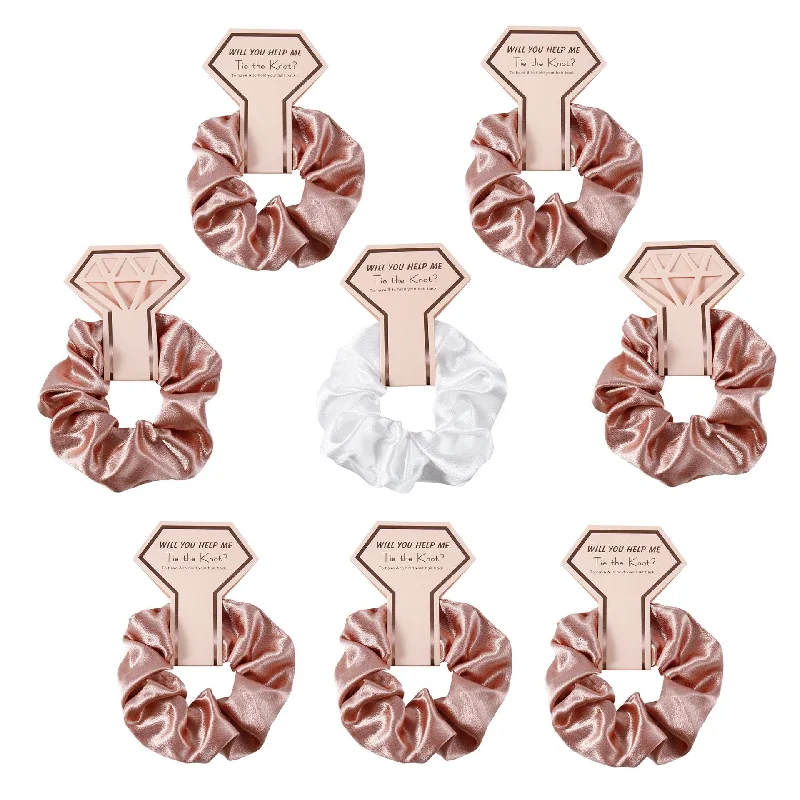 evening dressevening dressCrown Card Crystal Satin scrunchie Wedding party Gift Fashion solid color hair tie set 676812975531