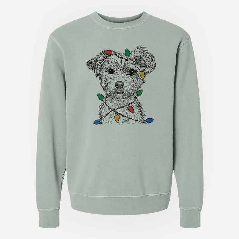 eco-friendly sports hoodieChristmas Lights William Mitchell Newman the Yorkshire Terrier - Unisex Pigment Dyed Crew Sweatshirt