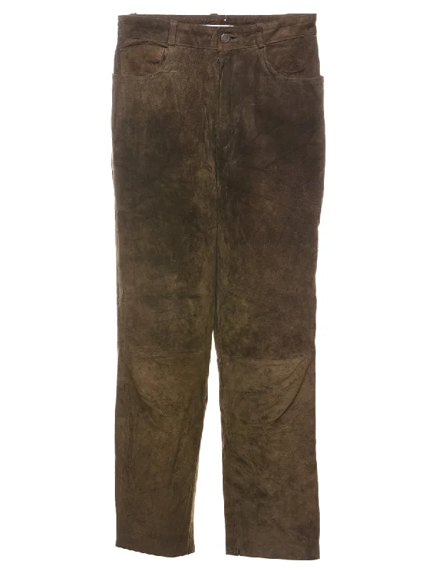 Exclusive Savings Brown Suede Trousers - W28 L30